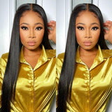 Klaiyi Silk Straight Vpart Wigs No Leave Out Natural Scalp Protective Wigs Beginner Friendly