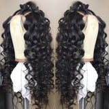 Klaiyi Best Loose Wave 13x4 Lace Front Human Hair Wigs Big Heatless Curls Hairstyle 180% Density