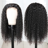 Klaiyi 13x5x0.5 T Part Unprocessed Hand Tied Lace Part Wig Jerry Curly Middle Part Lace Front Human Hair Wigs