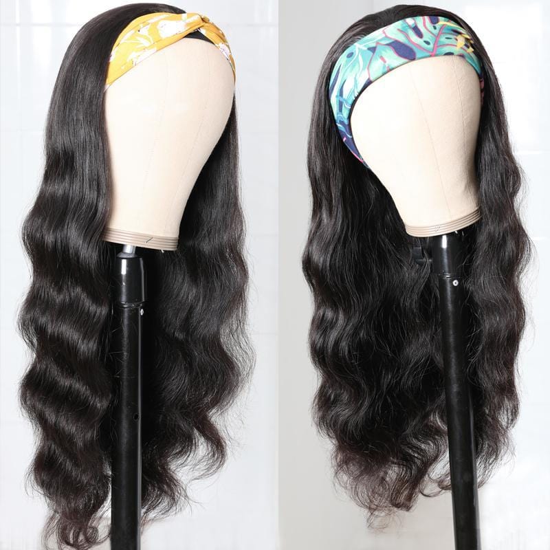 Flash Sale For No Glue & No Sew In Headband Wig 150% Density Straight/ Body Wave Scarf Wigs