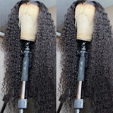 Klaiyi Best 13x4 Transparent Lace Frontal Wigs Jerry Curly Human Hair Wigs Thick Density