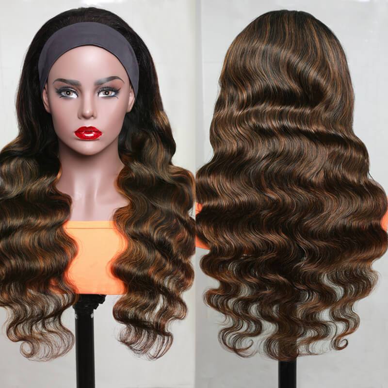 Flash Sale: #1B/30 Balayage Blonde Body Wave Headband Wigs, Price Low To $72.99