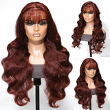 Buy 1 Get 1 60% OFF,Code:OFF60 | Klaiyi Reddish Brown/Blonde Highlight 13x4 Lace Frontal Wig Human Hair With Bangs