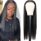 Klaiyi Straight Lace Frontal Wigs Human Hair for Women Lace Part Closure Wig Pre Plucked