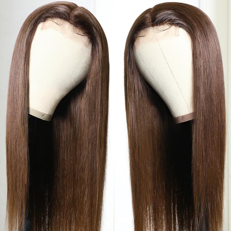 Flash Sale For Trendiest Chocolate Brown 4# Colored 4x4 Lace Part Human Hair Wigs Low to $109