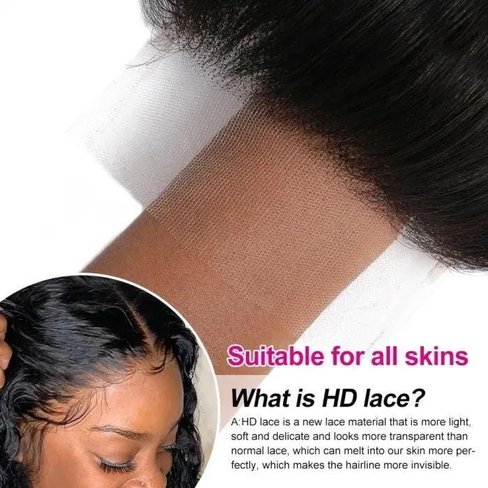 Klaiyi Invisible 5x5 HD Lace Closure Deep Wave 100% Virgin Human Hair Free Part Closure with Baby Hair