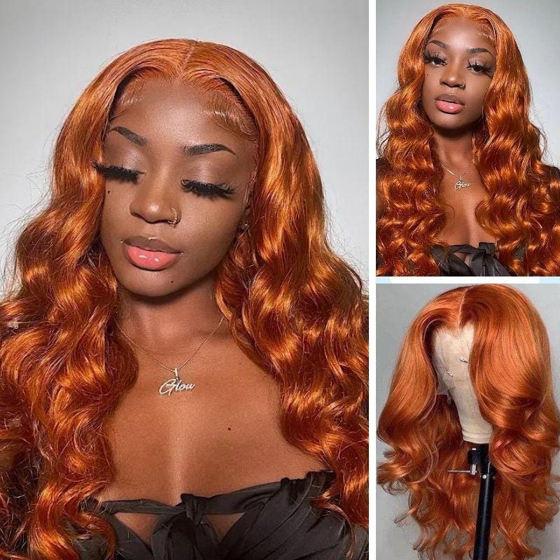 Klaiyi Cinnamon Orange Ginger Colored Body Wave Lace Front Wig Human Hair Beauty Must Haves