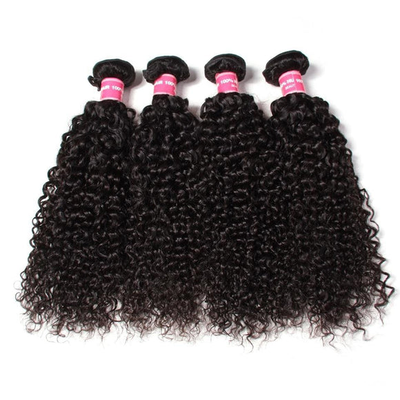 Klaiyi Peruvian Curly Hair 4 Bundles with Lace Frontal Closure