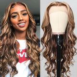 Klaiyi Honey Blonde Highlight Body Wave 13x4 Lace Front Wigs- Clearance Flash Sale
