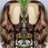 Klaiyi Honey Blonde Highlight Body Wave 13x4 Lace Front Wigs- Clearance Flash Sale