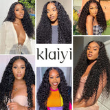 Klaiyi Hair Brazilian Curly Hair Invisible Lace Frontal Wigs 13x4 Human Hair Wigs with Baby Hair
