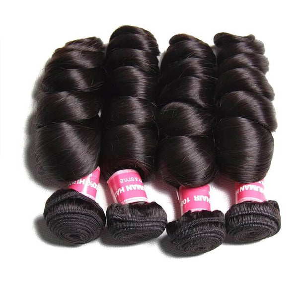 Klaiyi 4 Bundles Malaysian Loose Wave Virgin Hair Weaves