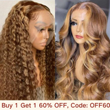 Buy 1 Get 1 60% OFF,Code:OFF60 | Klaiyi Ombre Highlight Lace Front Wig Body Wave Or Jerry Curl Natural Density
