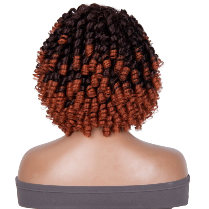 Klaiyi Highlight Dark Brown Short Bob Wig With Bangs Glueless Human Hair Air Wig