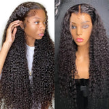 Klaiyi Best 13x4 Transparent Lace Frontal Wigs Jerry Curly Human Hair Wigs Thick Density