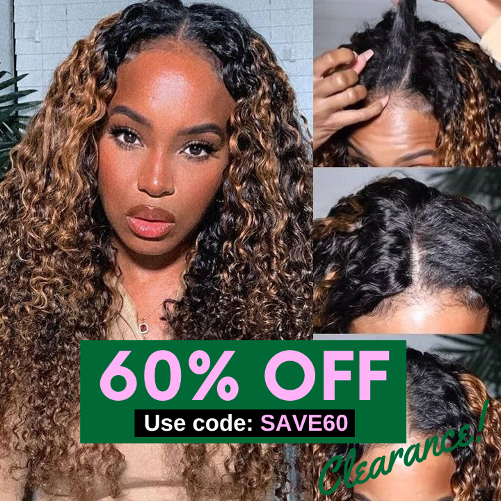 Balayage Water Wave Glueless V Part Wig No Leave Out 60% Off Clearance