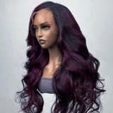 Klaiyi Midnight Dark Purple Ombre 13x5 T Part Lace Front Wig Loose Wave Wig