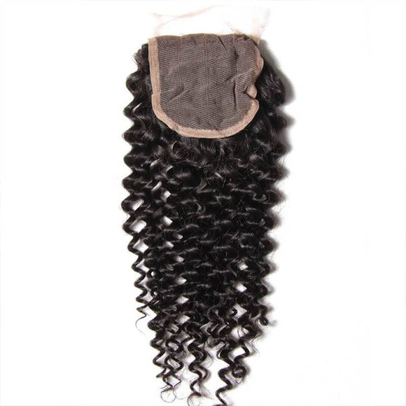 Klaiyi Malaysian Curly Human Virgin Hair 4x4 Lace Closure