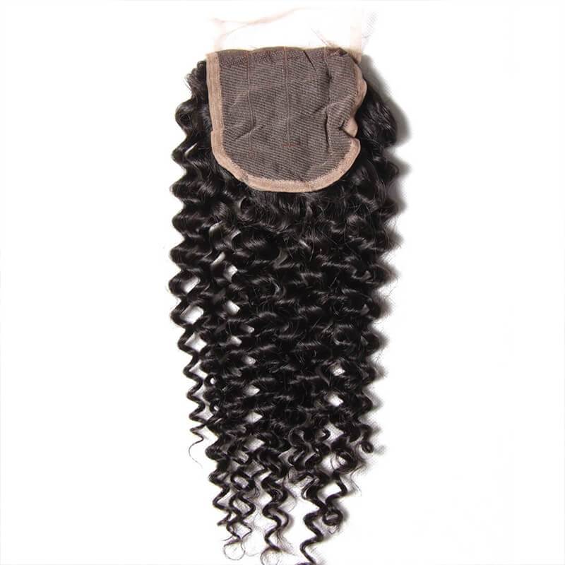 Klaiyi Malaysian Curly Human Virgin Hair 4x4 Lace Closure
