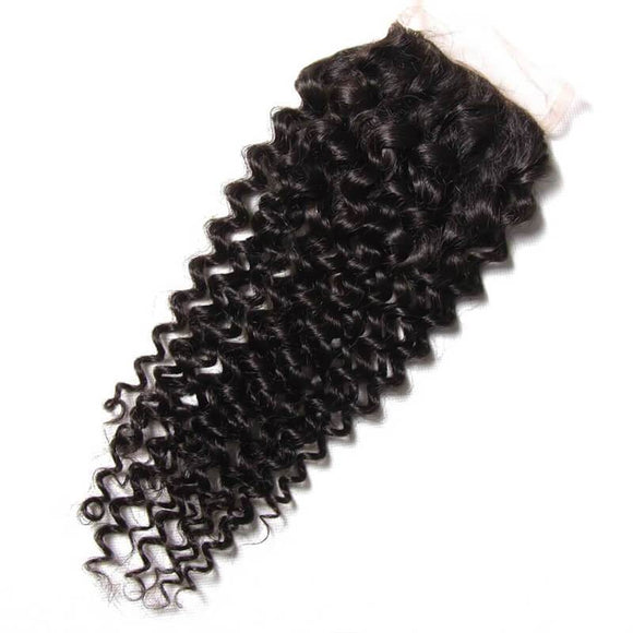 Klaiyi Malaysian Curly Human Virgin Hair 4x4 Lace Closure