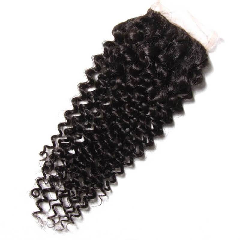 Klaiyi Malaysian Curly Human Virgin Hair 4x4 Lace Closure