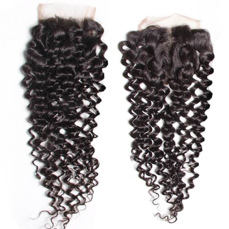 Klaiyi Malaysian Curly Human Virgin Hair 4x4 Lace Closure