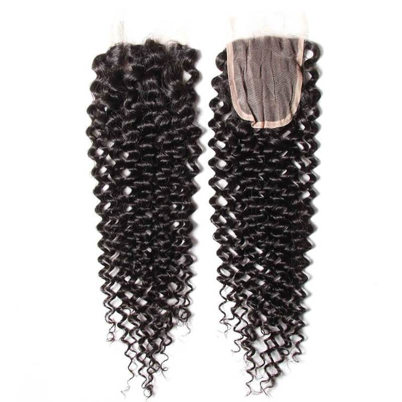 Klaiyi Malaysian Curly Human Virgin Hair 4x4 Lace Closure