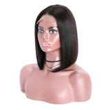Klaiyi High Quality 4x4 Lace Closure Bob Wigs With Baby Hair Short Straight Human Hair 150% Density