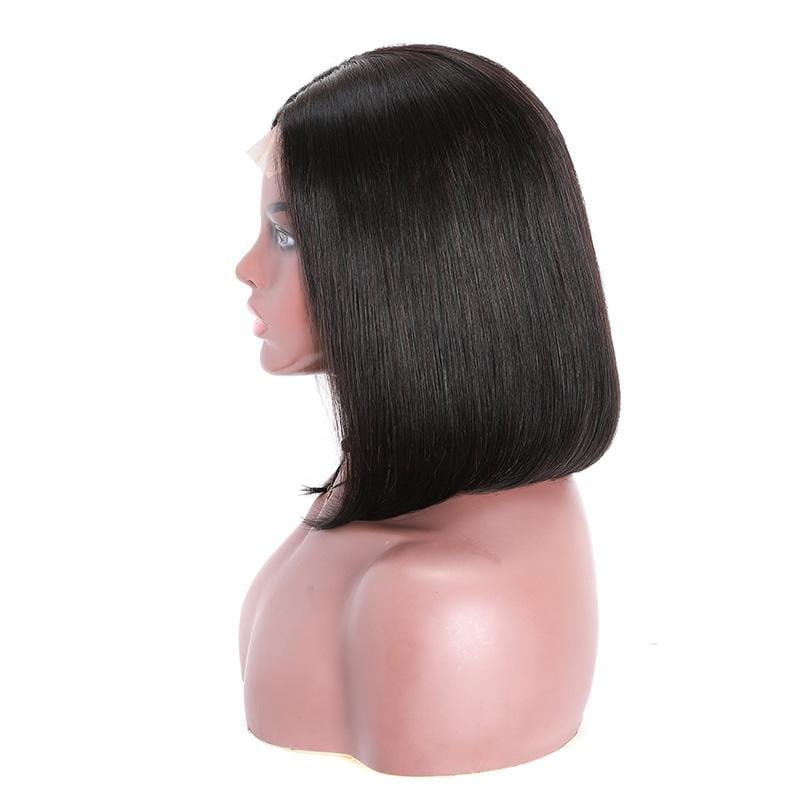 Klaiyi High Quality 4x4 Lace Closure Bob Wigs With Baby Hair Short Straight Human Hair 150% Density