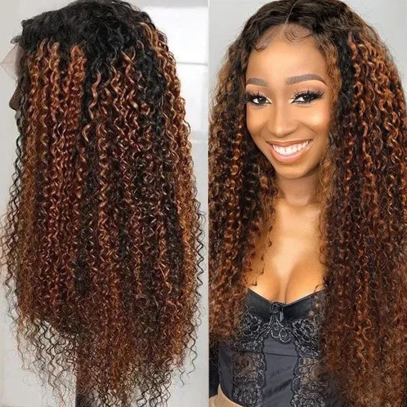 Brand Day Balayage Ombre Color Curly Lace Front Wig Flash Sale