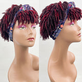 Klaiyi Hair Short Afro Curly Headband Wig Fluffy Wig Explosion Style Portable Hair Curly Headband Wig Scarf Wig
