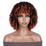Klaiyi Highlight Dark Brown Short Bob Wig With Bangs Glueless Human Hair Air Wig