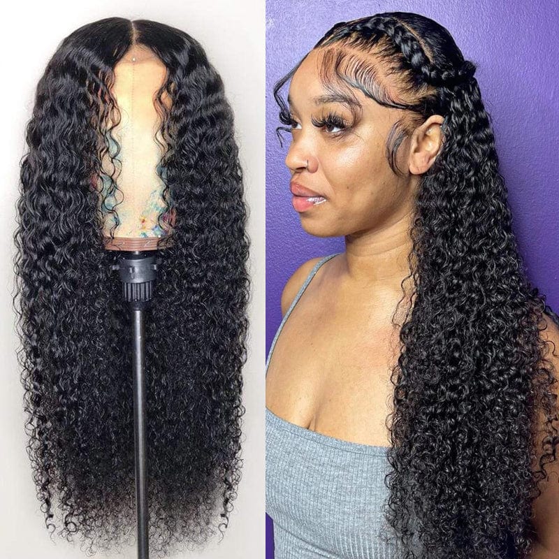 Klaiyi Best 13x4 Transparent Lace Frontal Wigs Jerry Curly Human Hair Wigs Thick Density