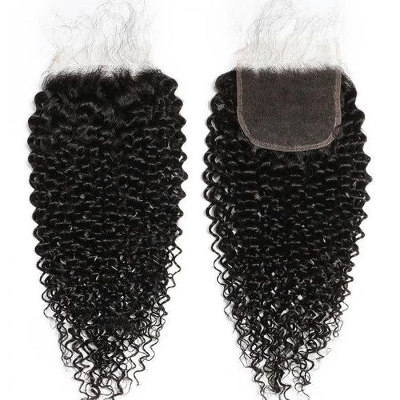Klaiyi Invisible 5x5 HD Lace Closure Free Part Jerry Curly Wave Virgin Human Hair Closure Melt All Skin