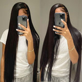 Klaiyi 250% Density 5x5 HD Lace Closure Wigs Glueless Bone Straight Human Hair Flash Sale