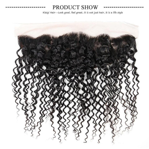 8A 4 Bundles Indian Curly Hair with Ear to Ear Lace Frontal Closure-Klaiyi Hair