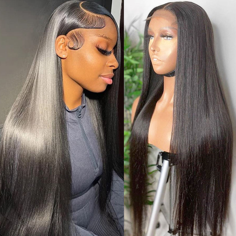 Klaiyi Bone Straight 5x5 HD Lace Closure Wig Glueless Virgin Human Hair