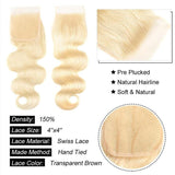Klaiyi 613 Blonde Body Wave Human Hair 3 Bundles with Lace Closure