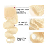 Klaiyi 613 Blonde Body Wave Human Hair 3 Bundles with Lace Closure