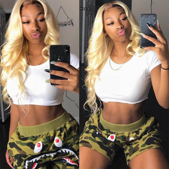 Klaiyi 613 Blonde Body Wave Human Hair 3 Bundles with 13*4 Lace Frontal Closure