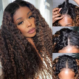 Klaiyi Balayage Color Water Wave U Part Wig Less Leave Out Human Hair Wigs Flash Sale