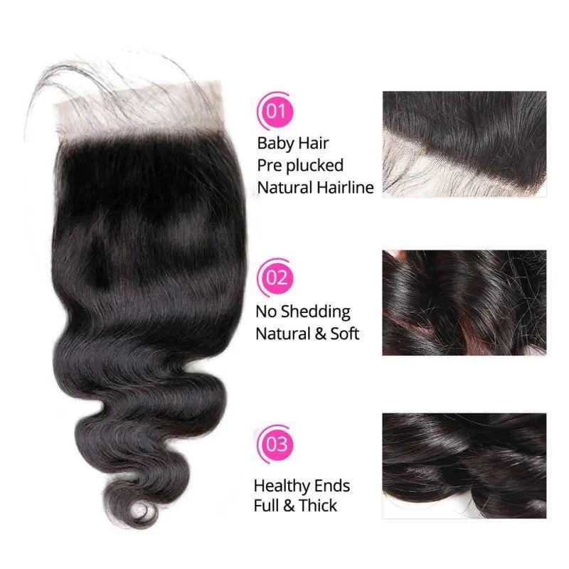 Klaiyi 4x4 / 5x5 HD Lace Tint Swiss Lace Body Wave Swiss Lace Closure