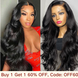 Buy 1 Get 1 60% OFF,Code:OFF60 | Klaiyi Body Wave Glueless HD Invisible Transparent Lace Wigs Bleached Knots