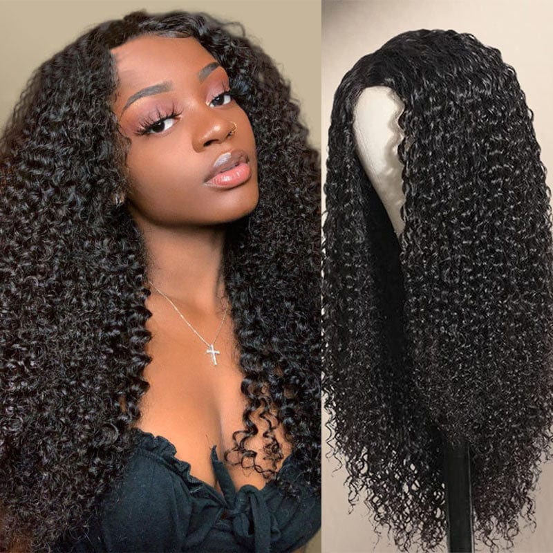 Klaiyi Kinky Curly 13x4 Lace Front Wig Virgin Human Hair Pre Plucked For Women