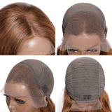 Klaiyi Voluminous Bouncy Curls Lace Front Loose Wave Wigs Chestnut Brown Highlight Color Wigs 180% Density