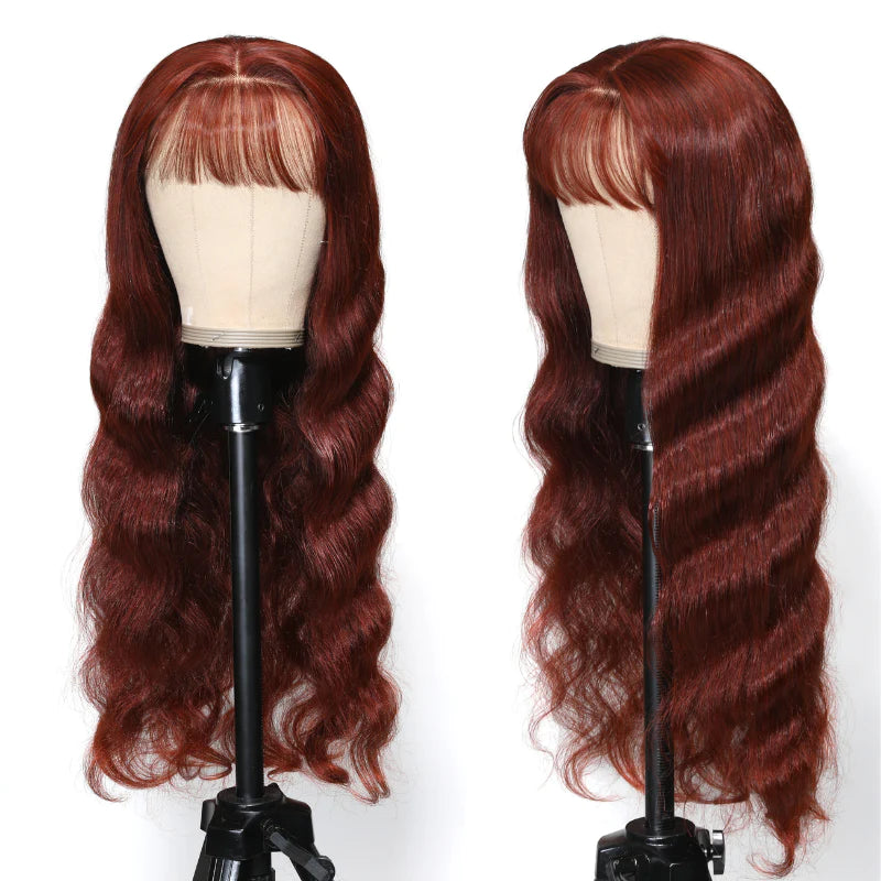 Buy 1 Get 1 60% OFF,Code:OFF60 | Klaiyi Reddish Brown/Blonde Highlight 13x4 Lace Frontal Wig Human Hair With Bangs