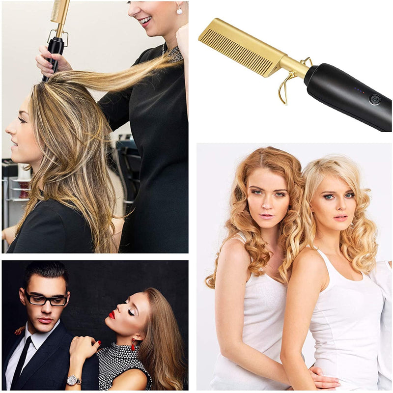 1800 Points | Hot Comb Hair Straightener,2in1 Ceramic Comb