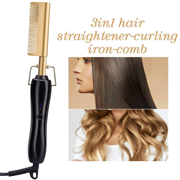 1800 Points | Hot Comb Hair Straightener,2in1 Ceramic Comb