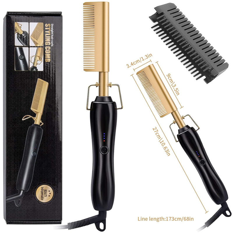 1800 Points | Hot Comb Hair Straightener,2in1 Ceramic Comb