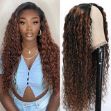Klaiyi Balayage Color Water Wave U Part Wig Less Leave Out Human Hair Wigs Flash Sale